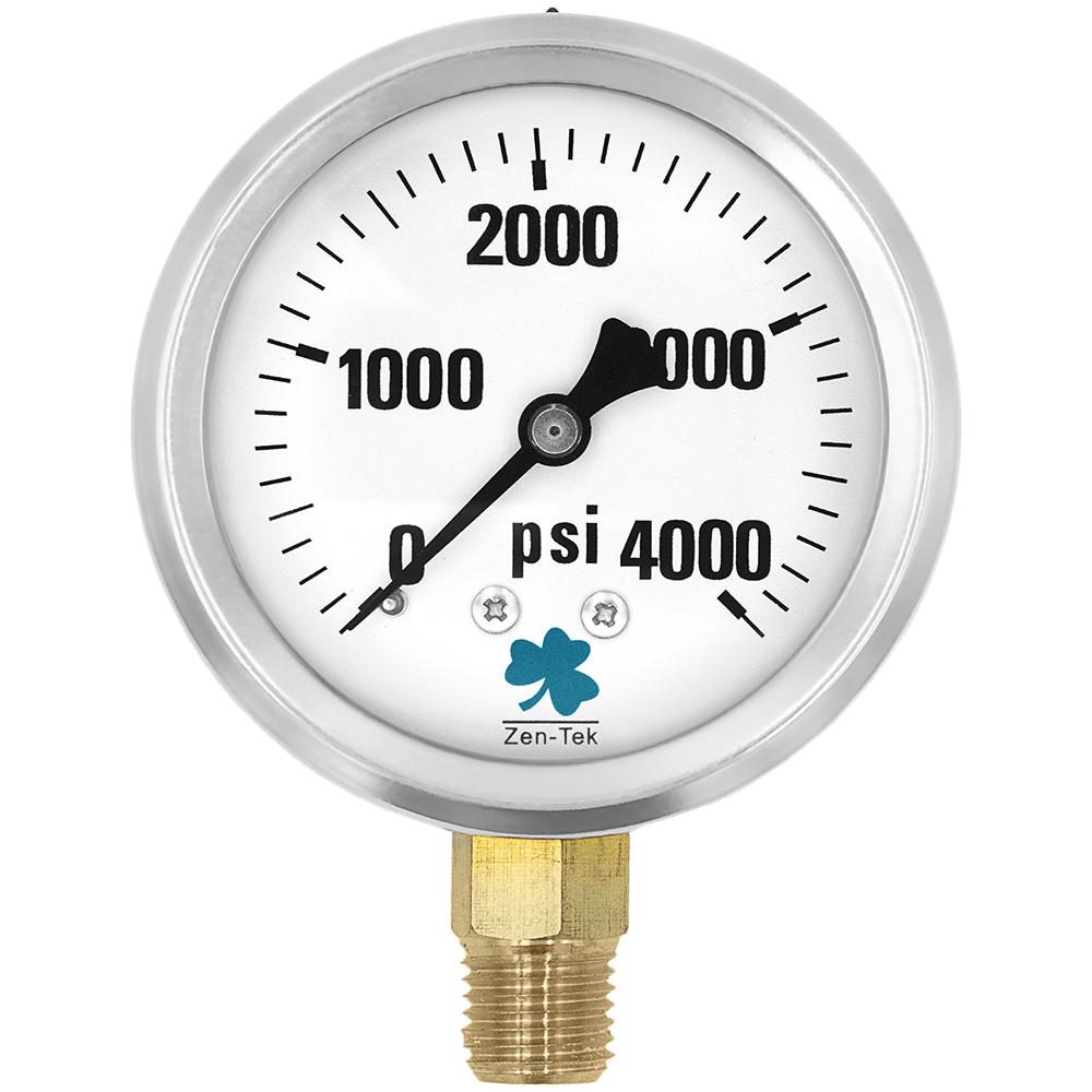 (image for) Zenport Zen-Tek Pressure Gauge LPG4000 Liquid Glycerin Filled Pressure Gauge 0-4000 Psi